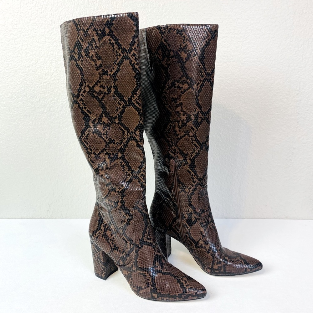 14th & Union Brown Snake Print Heeled Boots